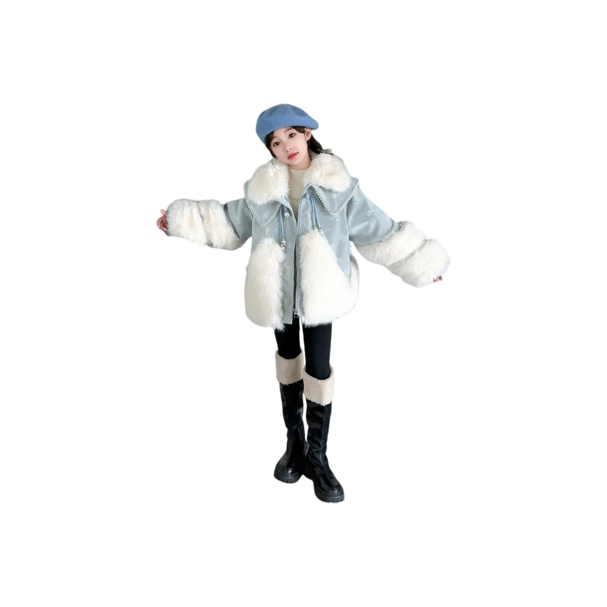 YOUMIWU Синий Школьный возраст Натуральный и искусственный мех