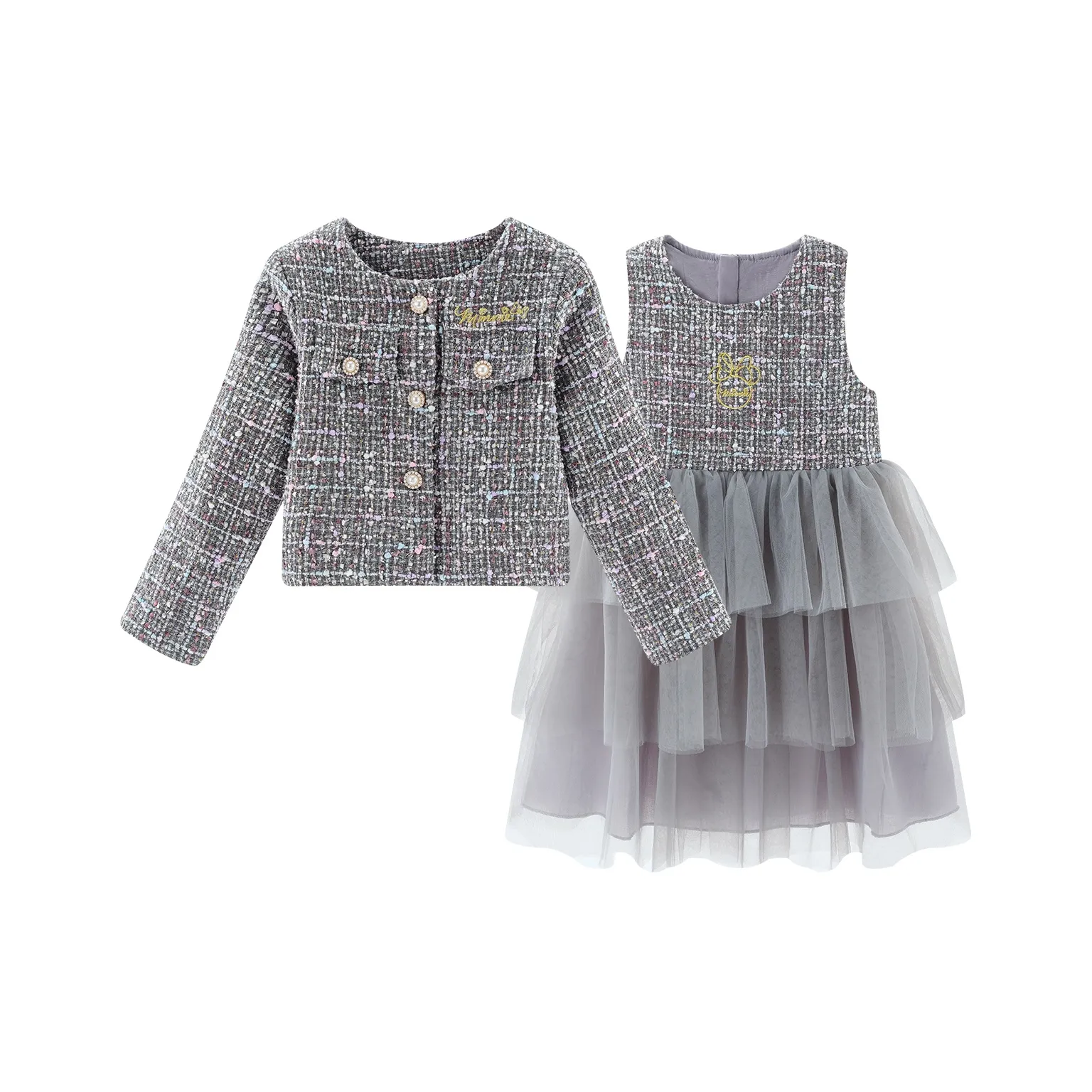 Детский комплект Disney с юбкой для детей 3-7 лет серебристо-серый