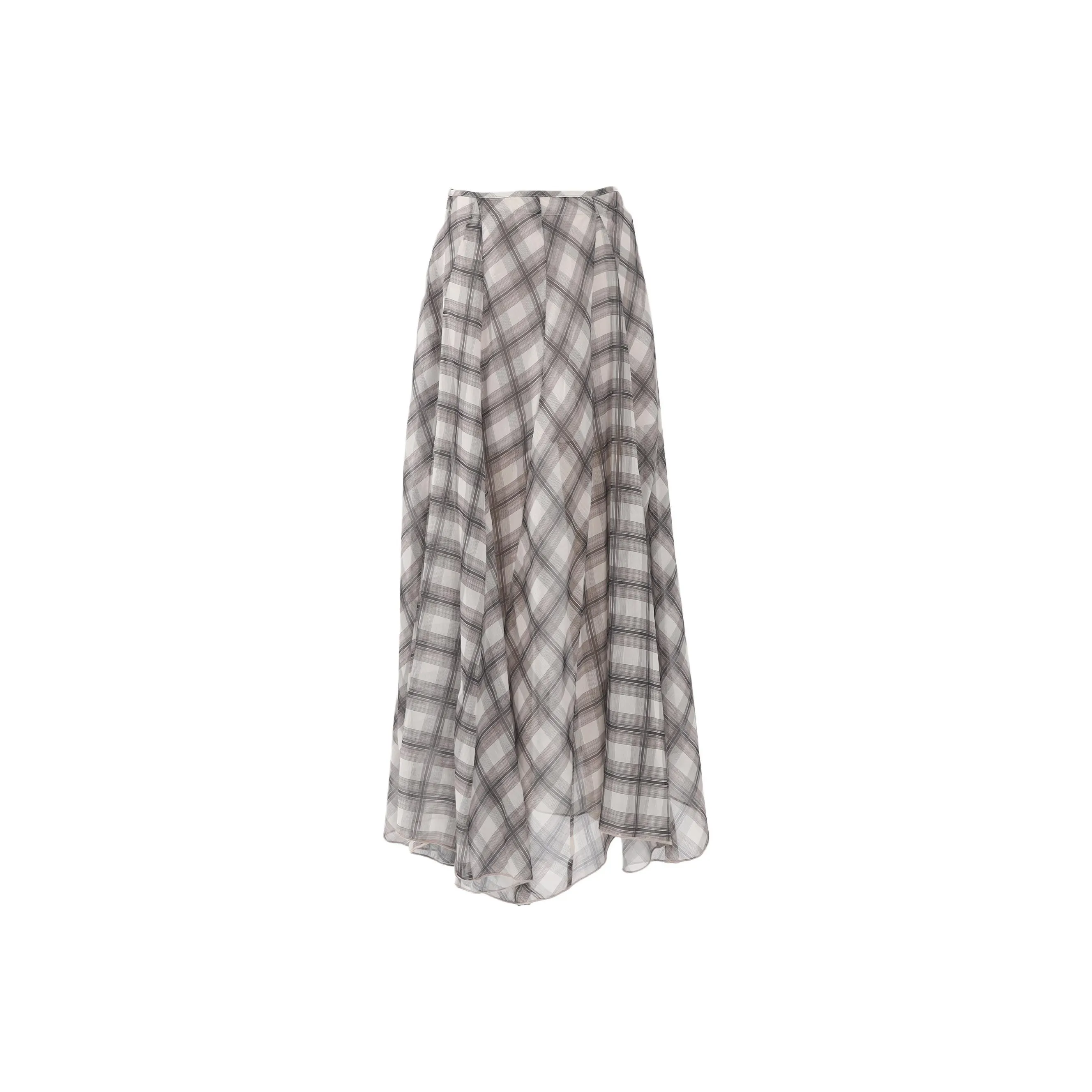 Wen Shan Повседневная длинная юбка женская коричневая в клетку