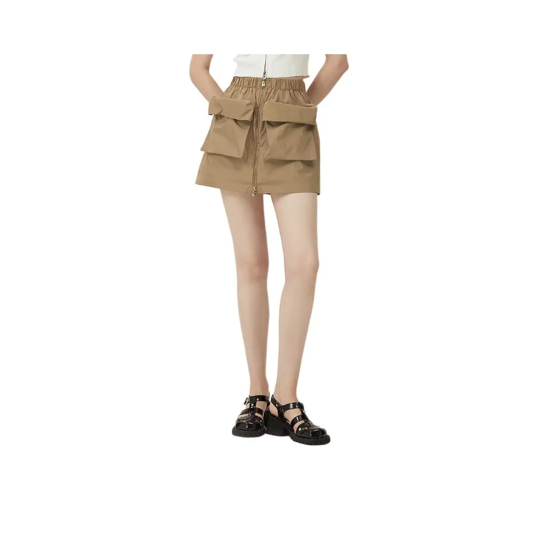 AIVEI Карго Юбки Короткие Женские Хаки