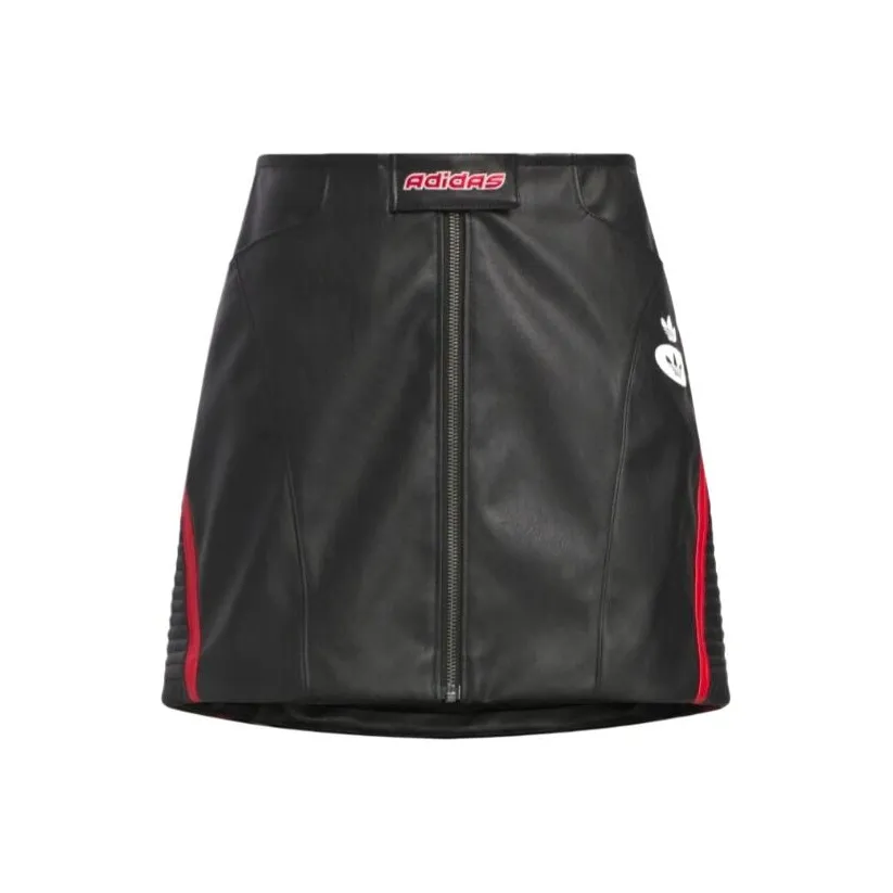 Adidas Originals SS25 Leather Short Skirts Women's Black