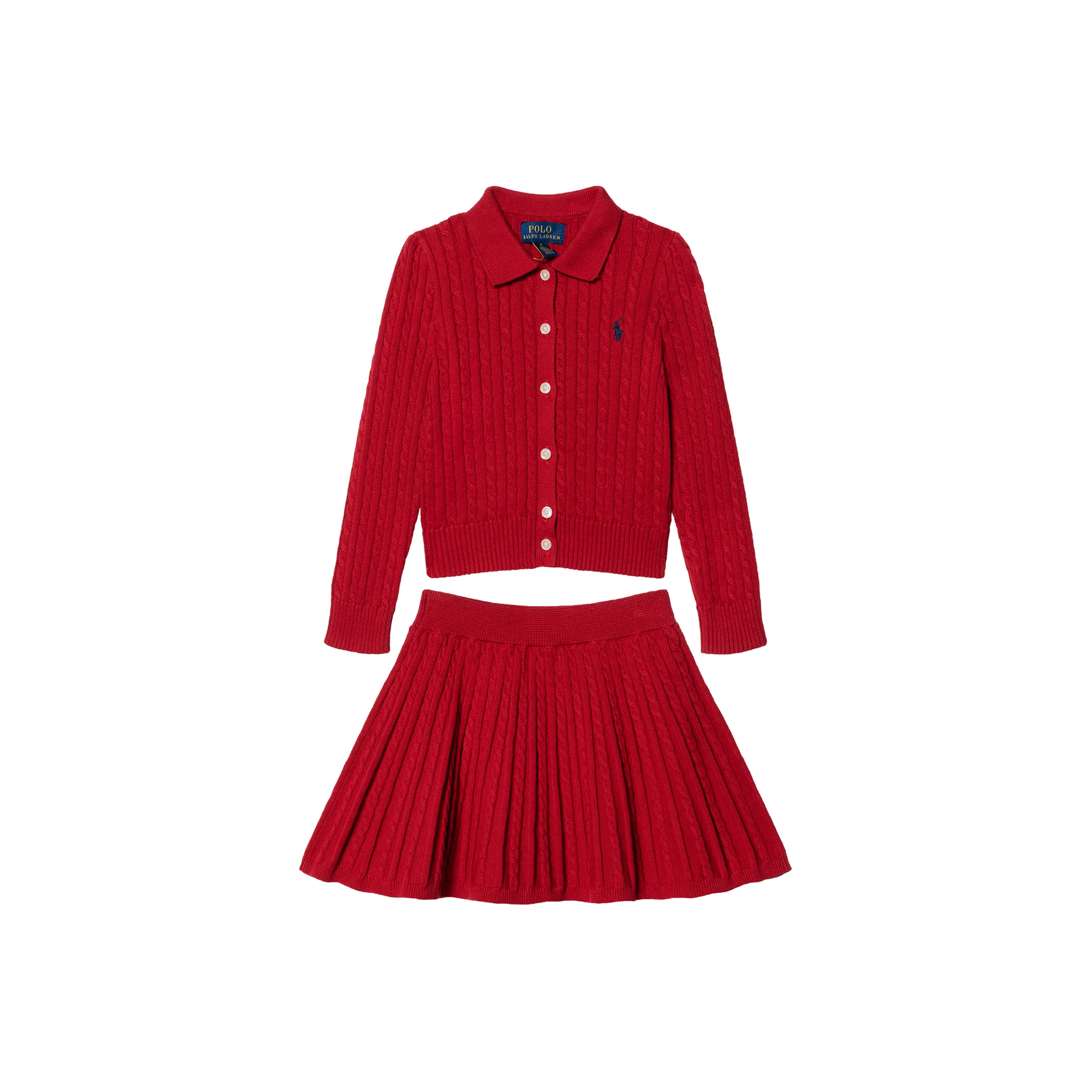 Детский комплект Polo Ralph Lauren с юбкой FW24 красный