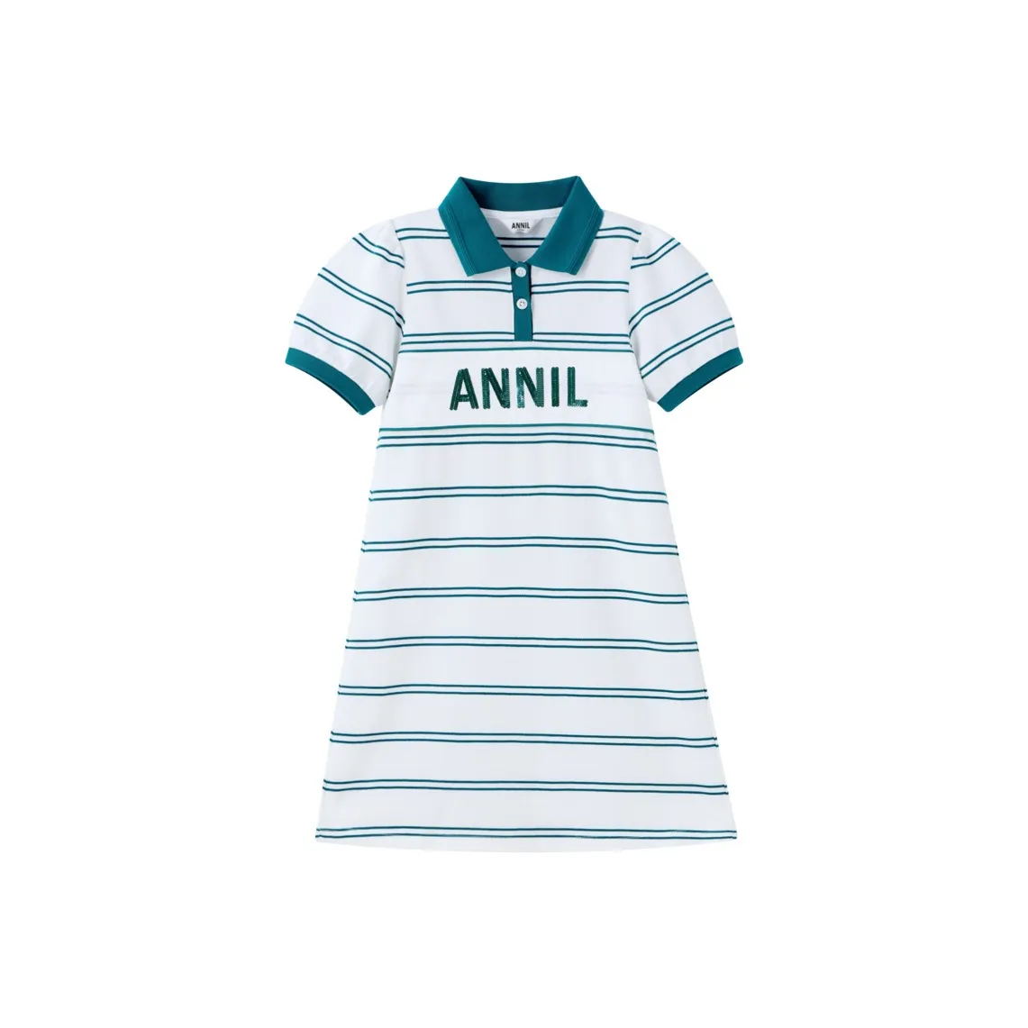 Annil Платье Белый Зеленый Полосы Подростки