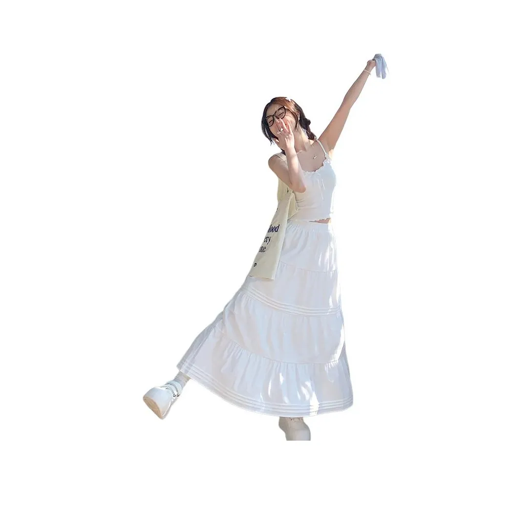 SUSANSAN Повседневный Длинный Юбка Женская Белая