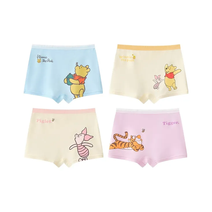 Disney 4 шт [Небесно-голубой + Экрю + Бежево-абрикосовый + Розово-красный] Детское нижнее белье