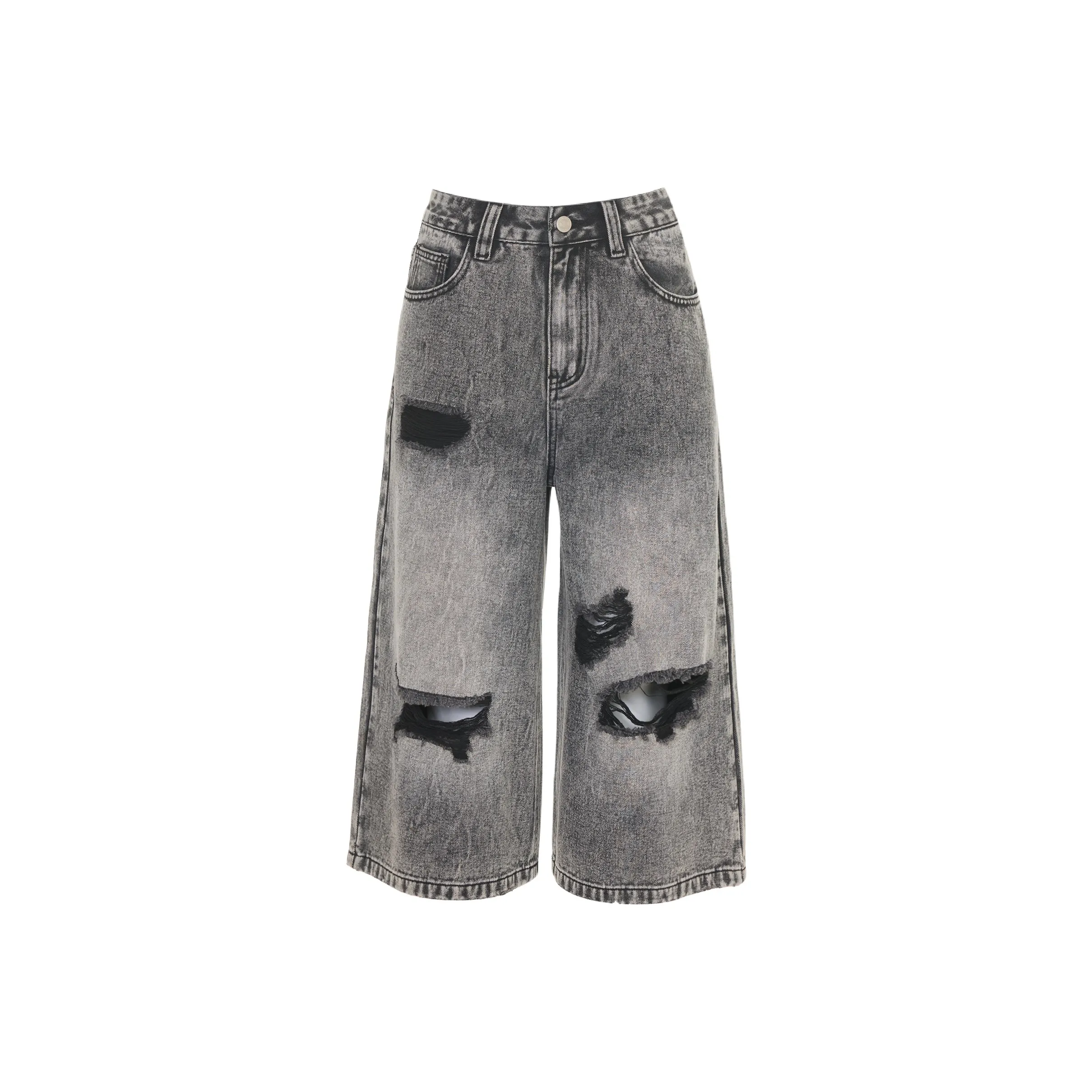 Poyz Denim Shorts Women's Black Gray Capri Pants