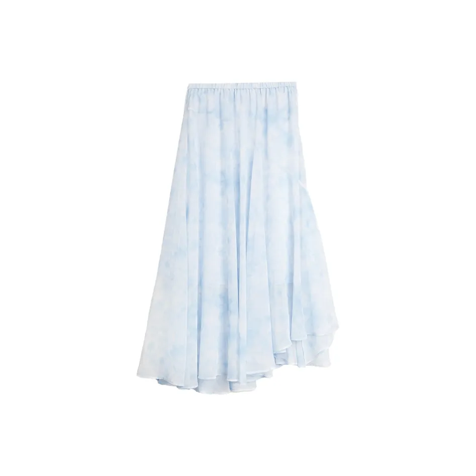 ELLE Повседневный Длинный Юбка Женская Синяя