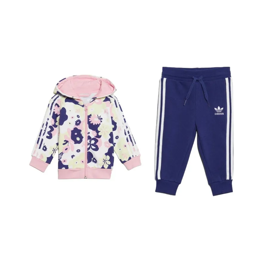 Adidas Originals Infant And Toddler Костюм Детский Белый Розовый ACID Зеленый Нефритовый Белый Индиго