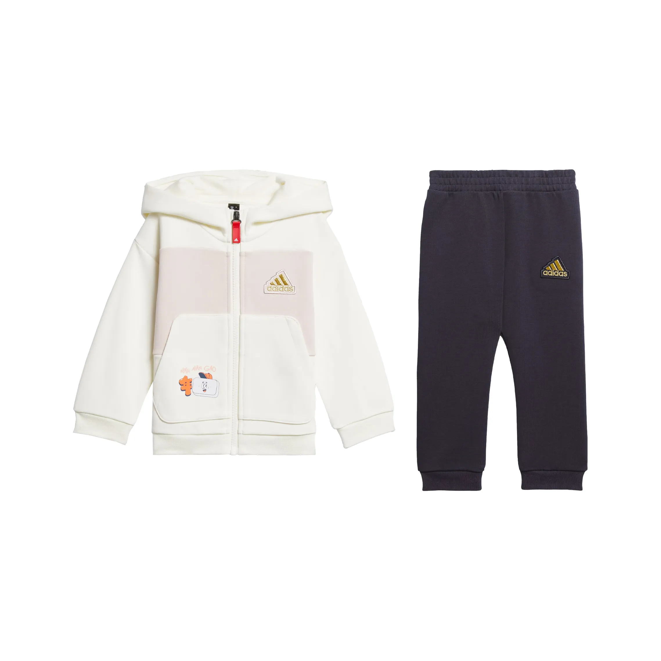 Adidas Year of the Dragon CNY Series Набор Нефритовый белый/Светло-фиолетовый Розовый топ + Легендарный чернильно-синий Брюки Детские Комбинезоны / Ползунки