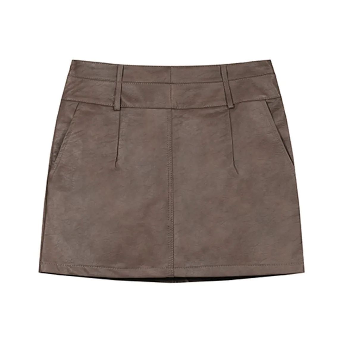 FLIM Leather Short Skirts Women's Brown