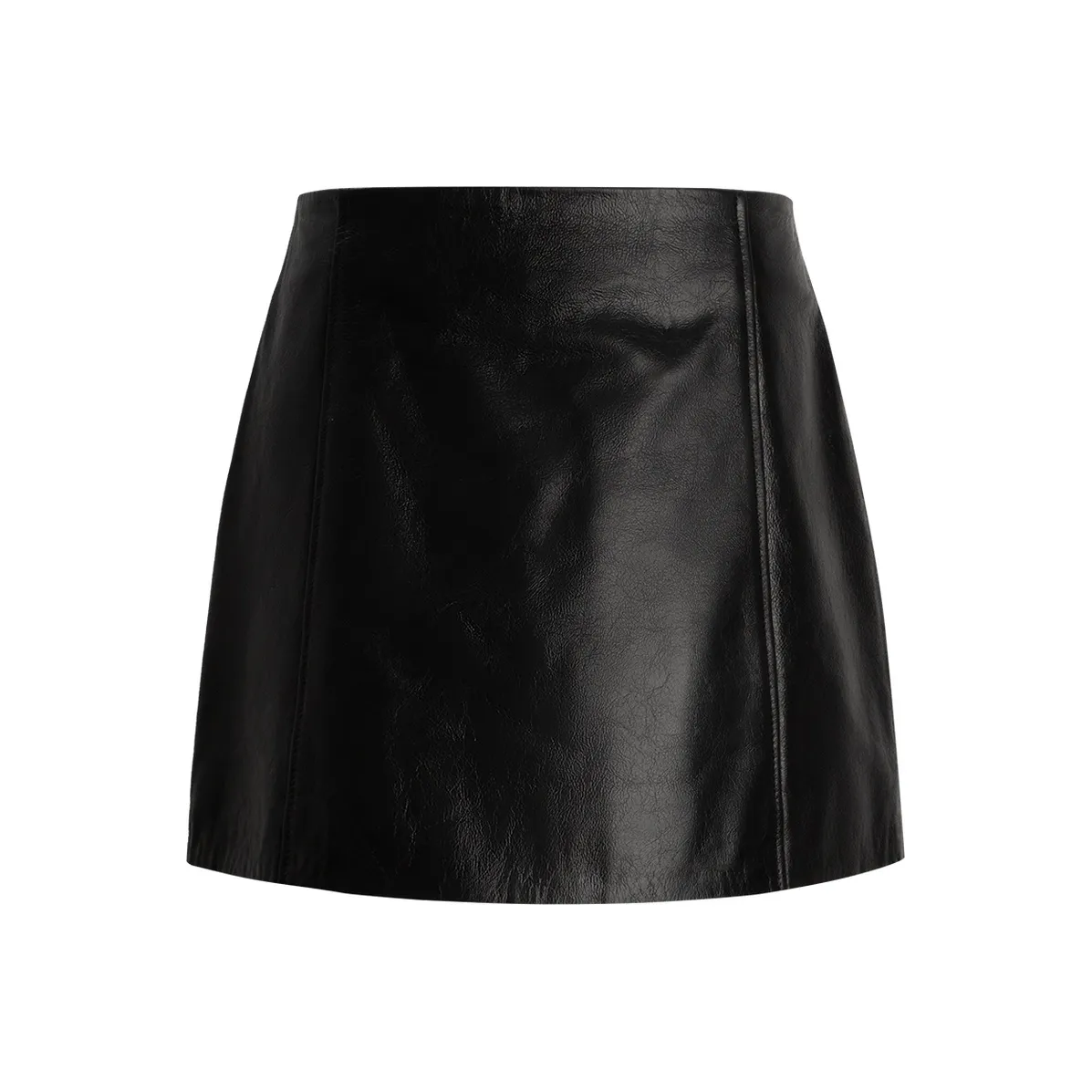 CALVIN KLEIN Leather Short Skirts Women's Space Black