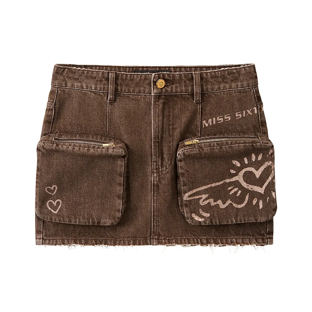 Miss Sixty Джинсовые короткие юбки Женские Хаки