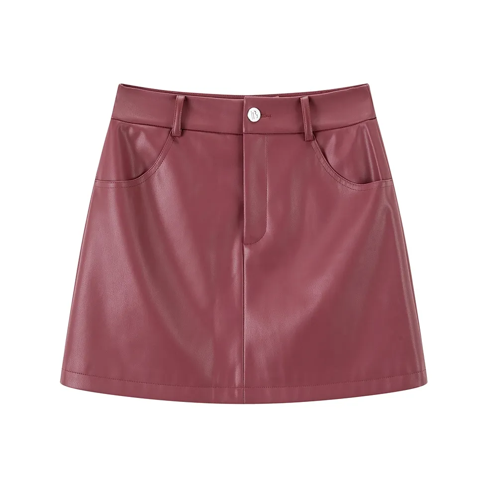 PEACEBIRD Кожаные короткие юбки женские