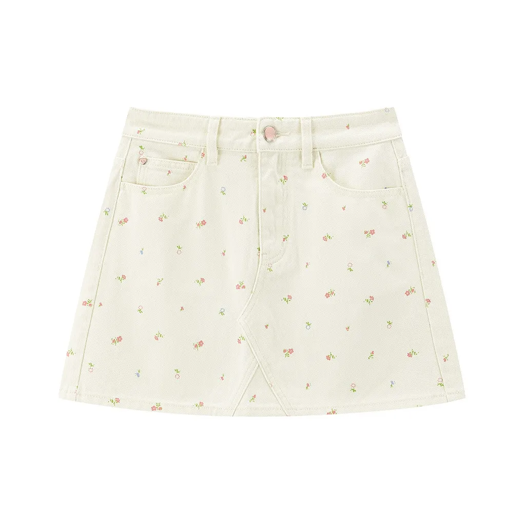 LEDIN Джинсовые короткие юбки Женские Mist White