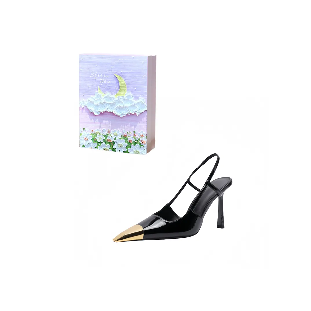 ROBINHOOD Фиолетовая луна Галактический Коробка Узкий каблук Высокие каблуки Женские Черный