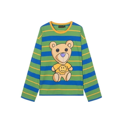 Drew House Bear Series Зеленый Синий Полосы Унисекс Футболка