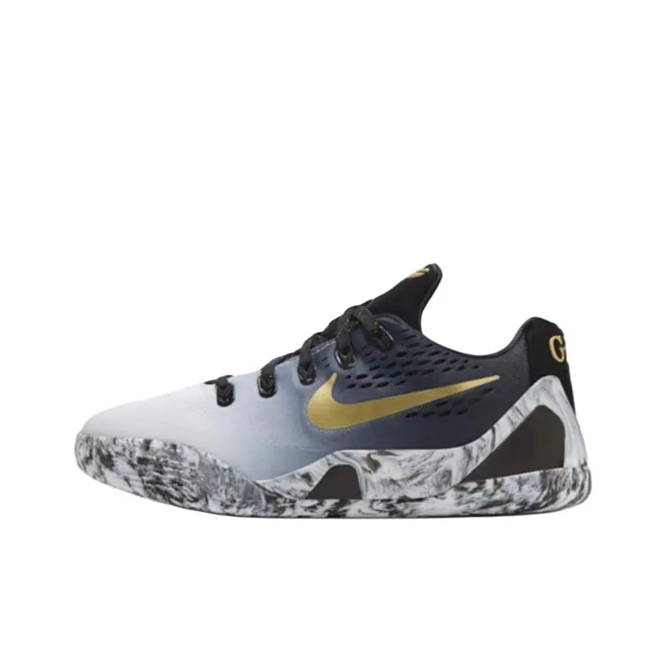 Nike Kobe 9 Slip Resistant Abrasion Resistant Low Топ Детские Баскетбольные кроссовки Черный Белый
