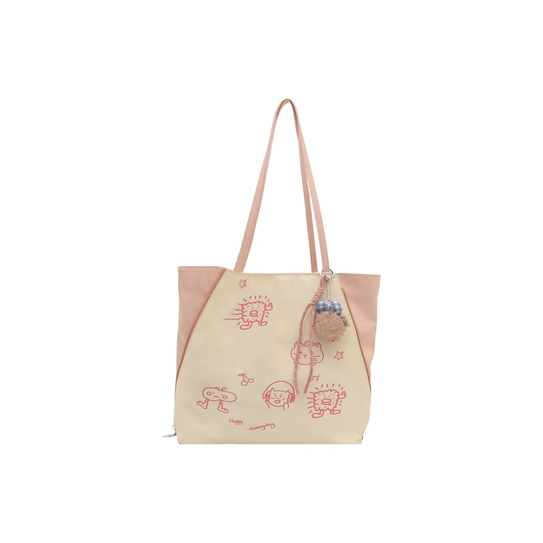 Land Gulls Холст Сумка-тоут Сумка через плечо Женская Розовая Серебряная