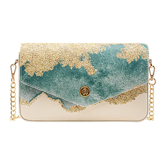 VANESSA HOGAN Корова Кожа Цепь Сумка Конверт Сумка Сумка через плечо Маленькая Женская Белая