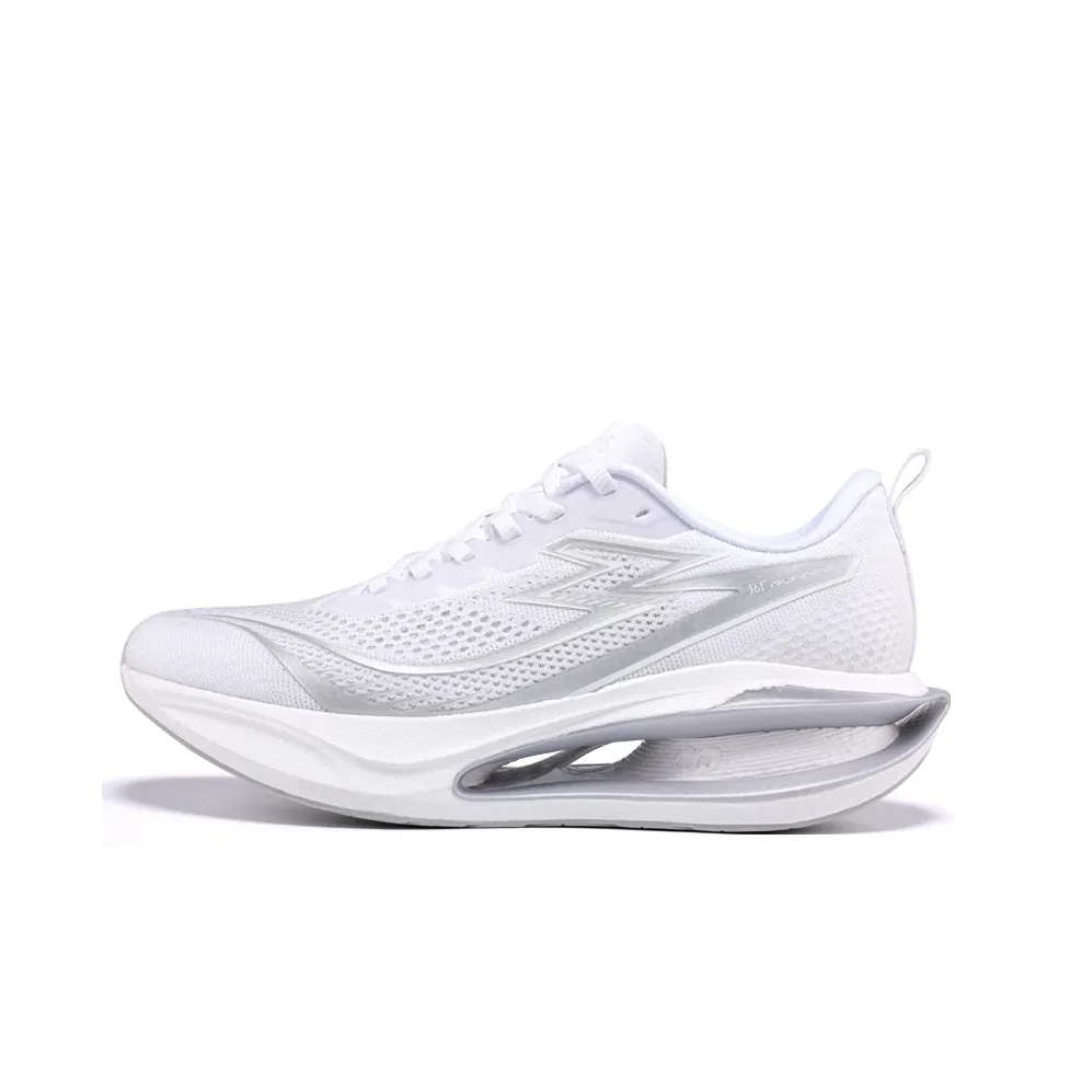 361° Charcoal Floating Series Амортизаторы Slip-resistant Низкий топ Карбоновая плита Спринт Беговые кроссовки Мужские Белые