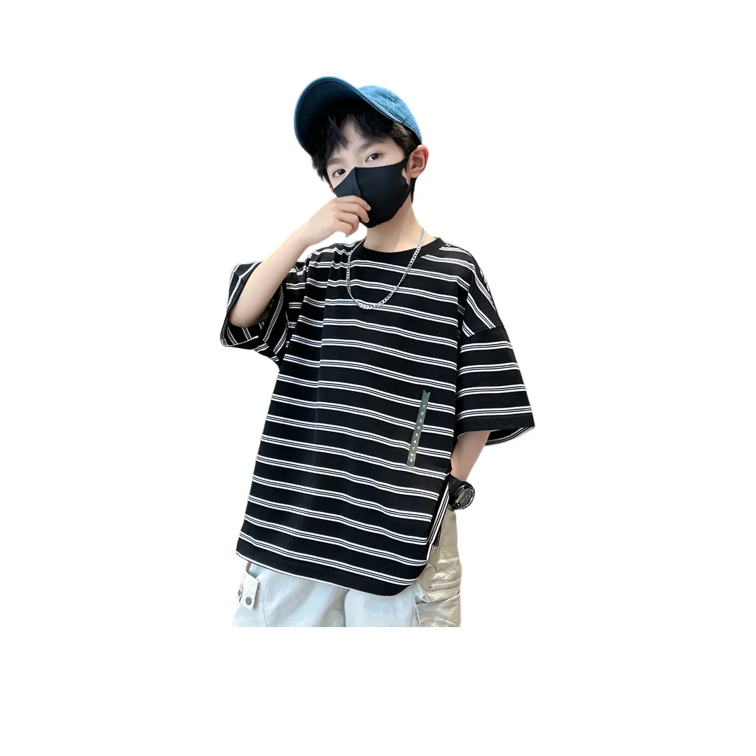 Little Redfish T-Shirt Черный Белый Полосы Детский