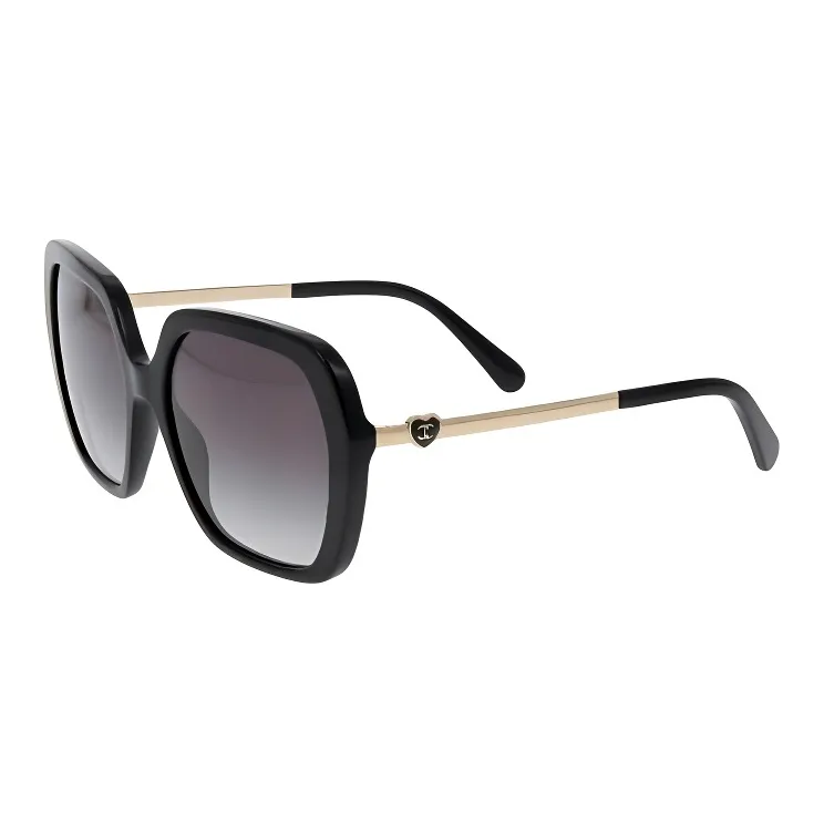 CHANEL Irregular Shape Sunglasses Women's Black