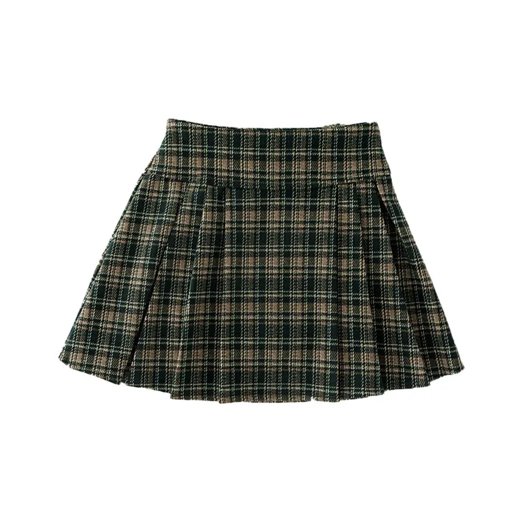 Youyou 1 Point Клетчатая Юбка Подростки Зеленая Клетка