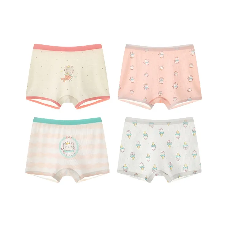 Deesha 4 шт [Бежево-абрикосовый + Светло-розовый + Озерный зеленый + Светло-серый] KIDS Нижнее белье