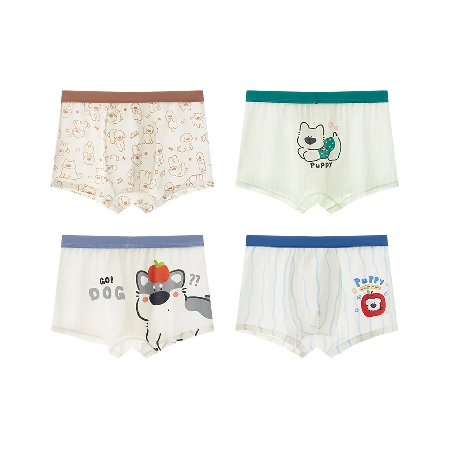 MIIOW 4 шт Зеленый+Коричневый+Серый+Синий Kids Трусы