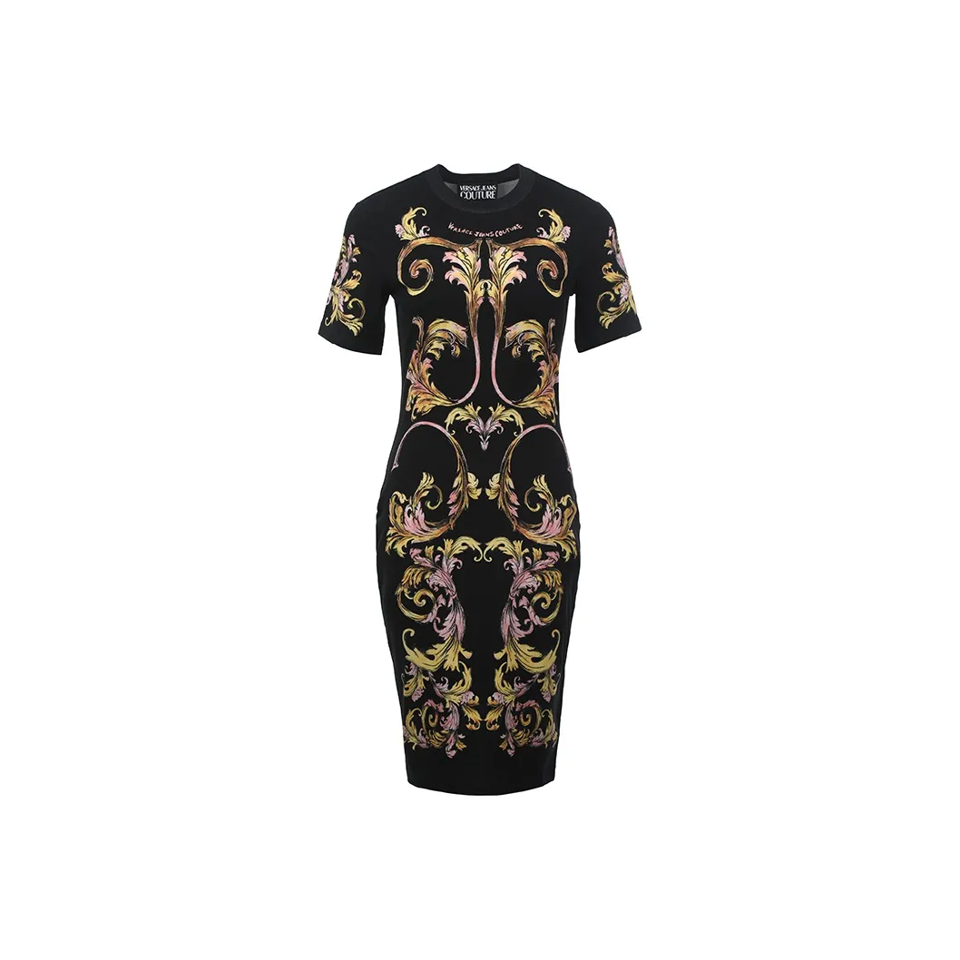 VERSACE JEANS COUTURE SS25 Короткий рукав Платье Женское Черное