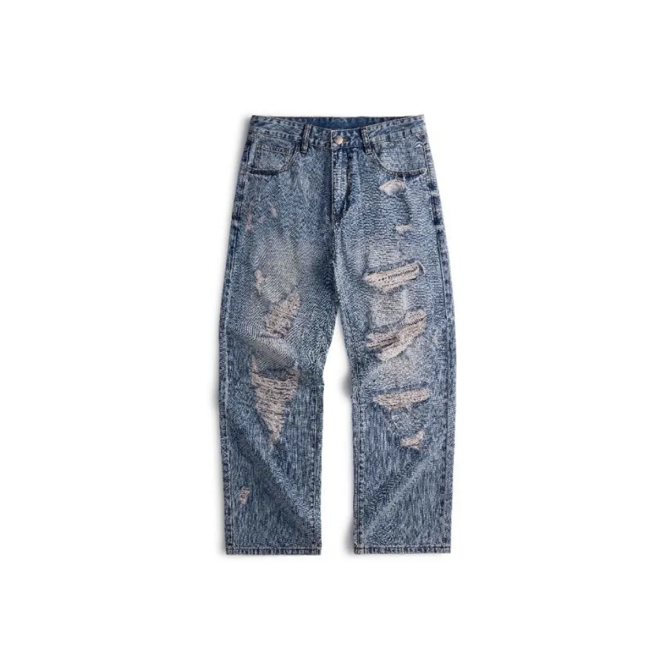 YINLEI Рваные Светло-Синие Мужские Джинсы