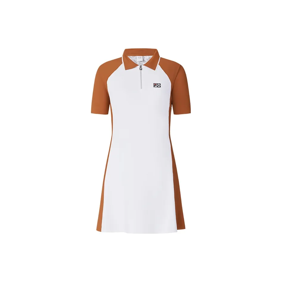 FILA Теннис Короткий рукав Платье Женское Ананас Коричневый