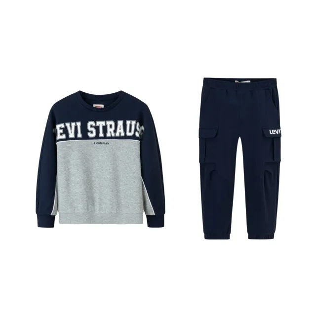 Levi's Удобный Свитшот Без Капюшона Брюки Повседневный Костюм Темный Индиго Подростки