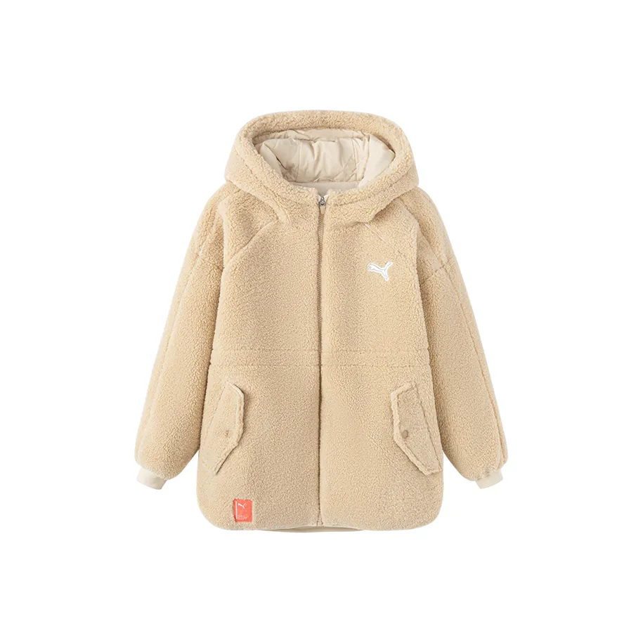 PUMA Velvet Feel Пальто BERBER Fleece Coat Light Khaki Детский