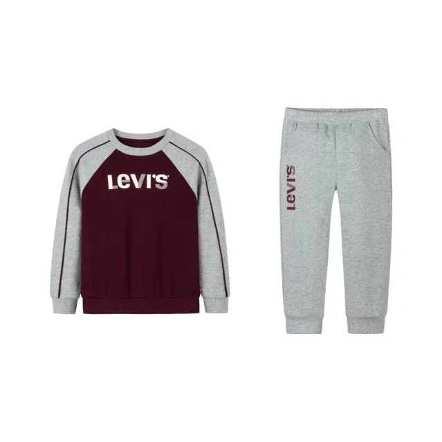 Levi's Удобный Пуловер без капюшона Толстовка Брюки Повседневный Костюм Вересковый серый Подростки