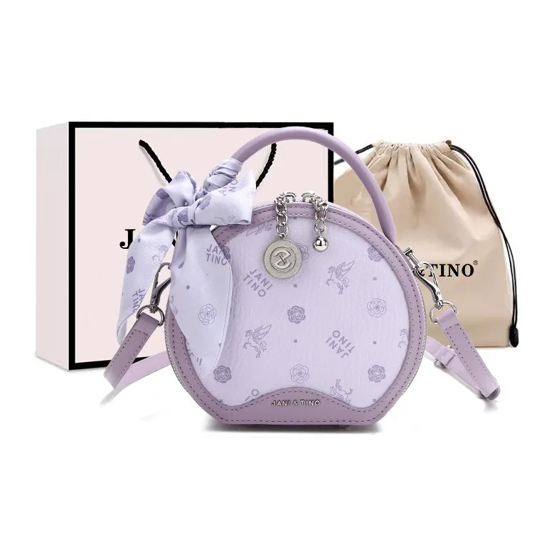 JANITINO ПУ (полиуретан) Круглая сумка Сумка через плечо Сумка для женщин Светло-фиолетовый