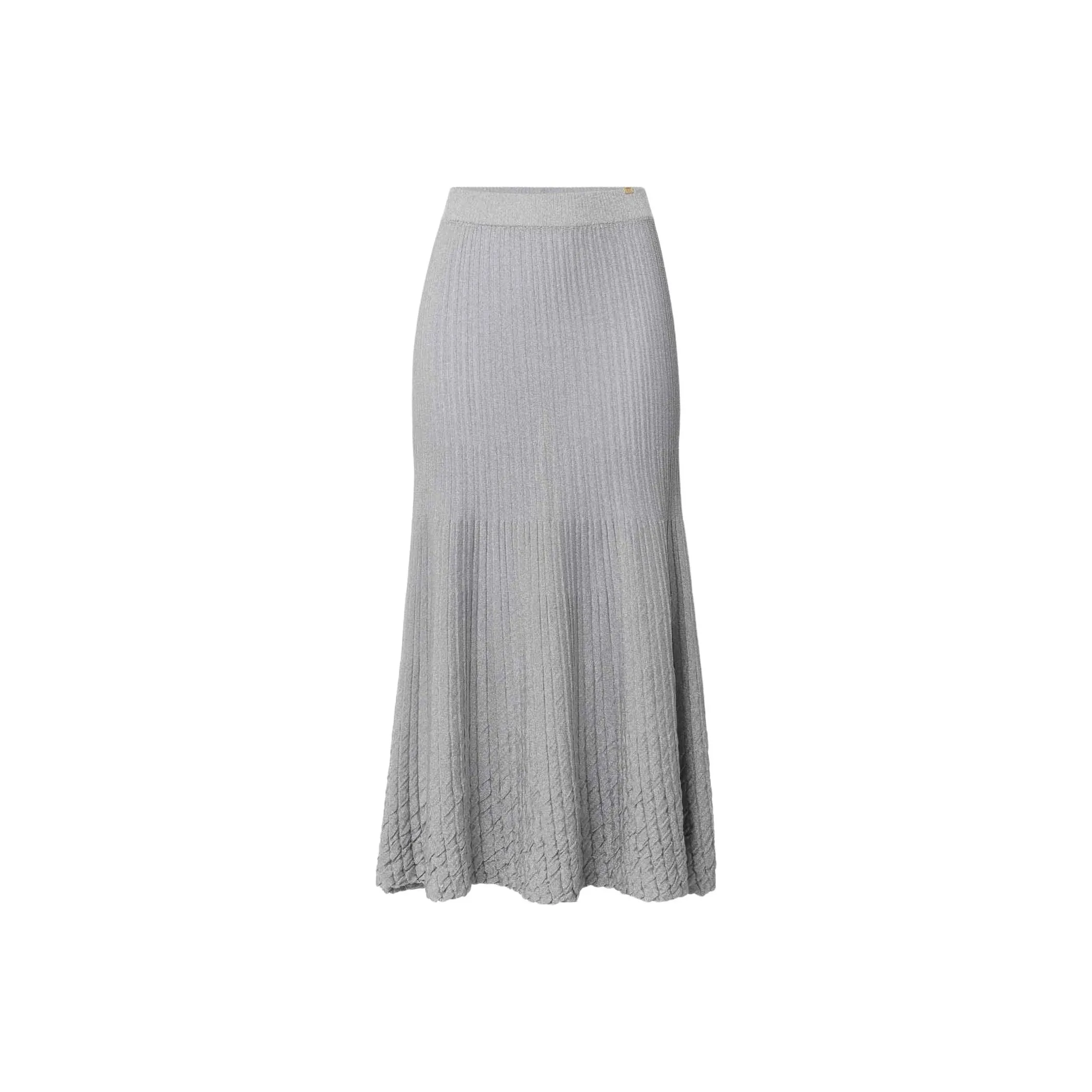 Elisabetta Franchi Metallic Ribbed Midi Skirt