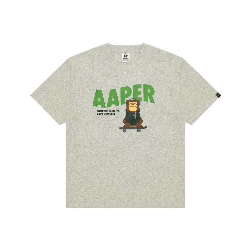 AAPE Серый Белый WH2 Мужская T-Рубашка