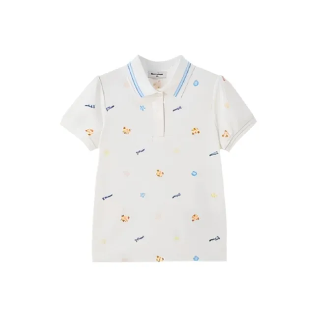 PAW IN PAW Cartoon Bear Охлаждающий Воротник поло T Рубашка Дети 3-7 лет