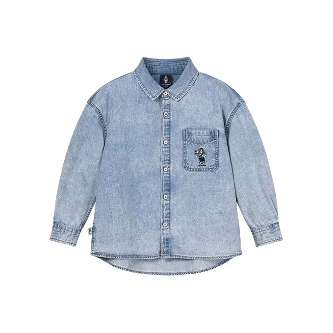 Hush Puppies SS25 Пэчворк Рубашка Весна-осень Дети Возраст 3-7 лет Светлый Джинсовый