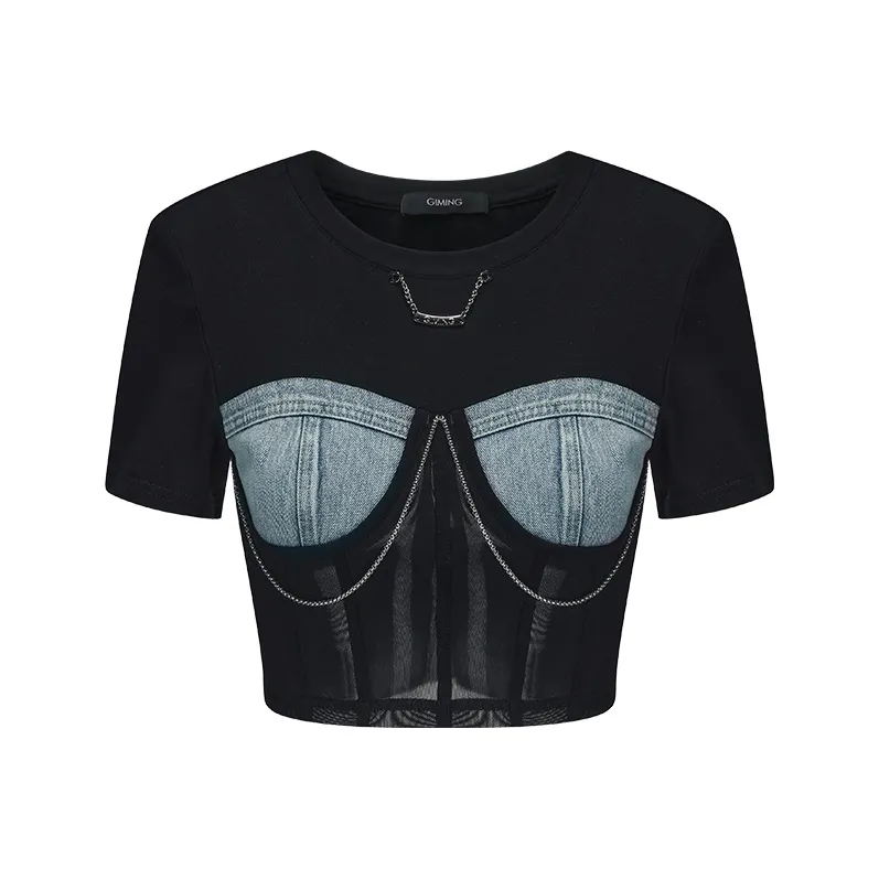 GIMING T Shirts Women's Black+Blue