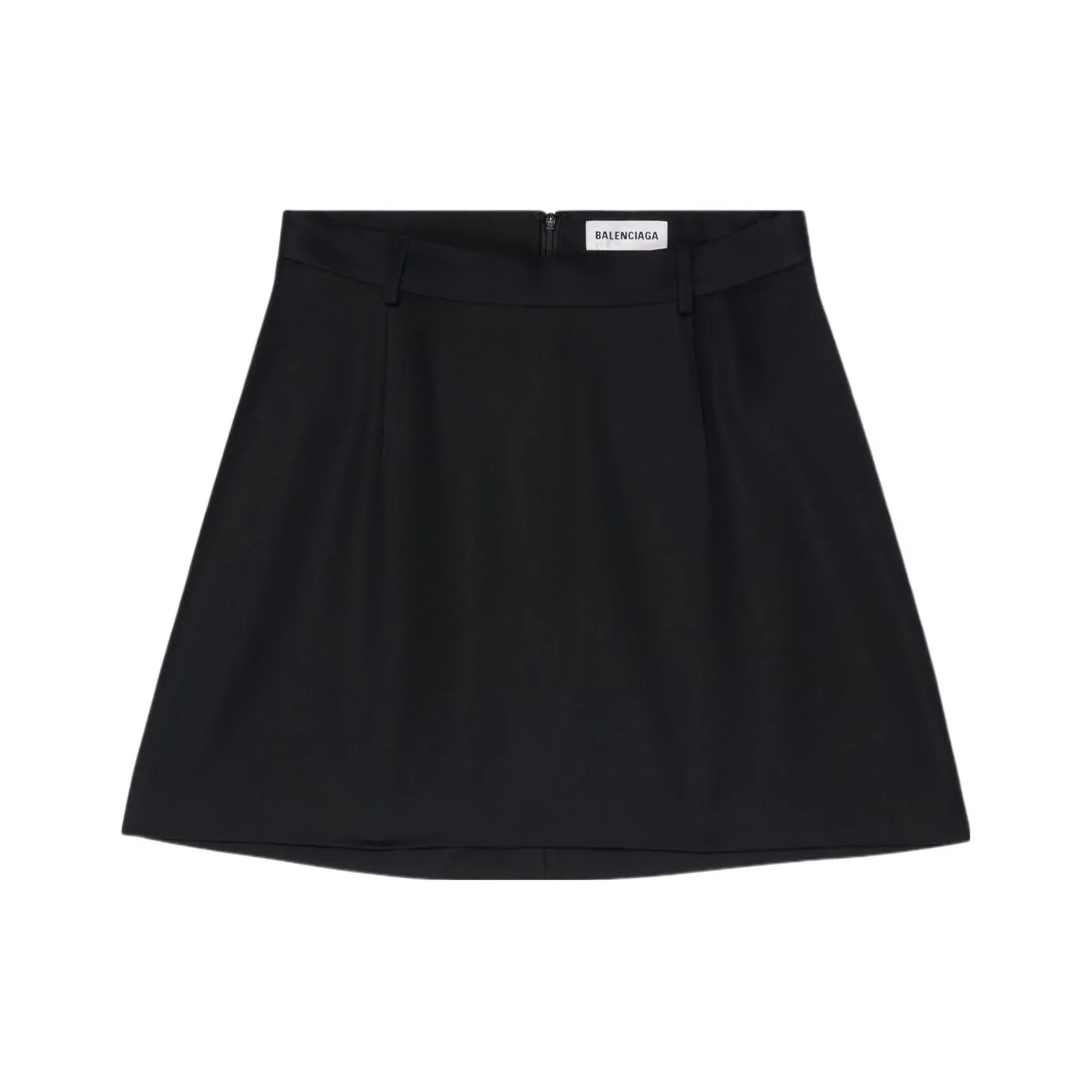 Balenciaga Women's Virgin Wool Twill Large Fit Mini Skirt Black