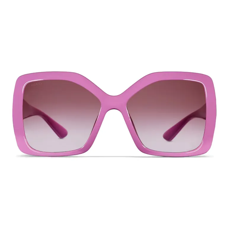 GUCCI Injection Molded Enamel Irregular Shape Sunglasses Women's Pink