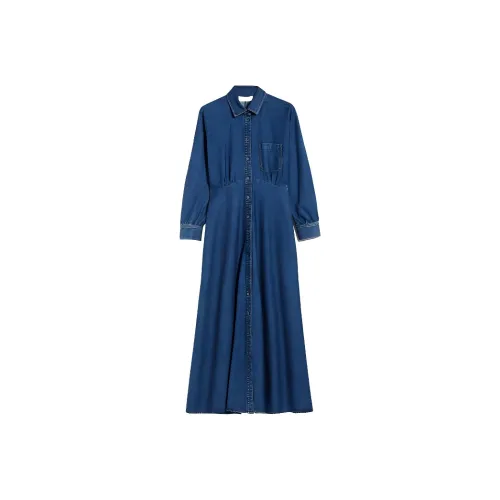 WEEKEND MaxMara Синий Женские Длинные Платья с Рукавами