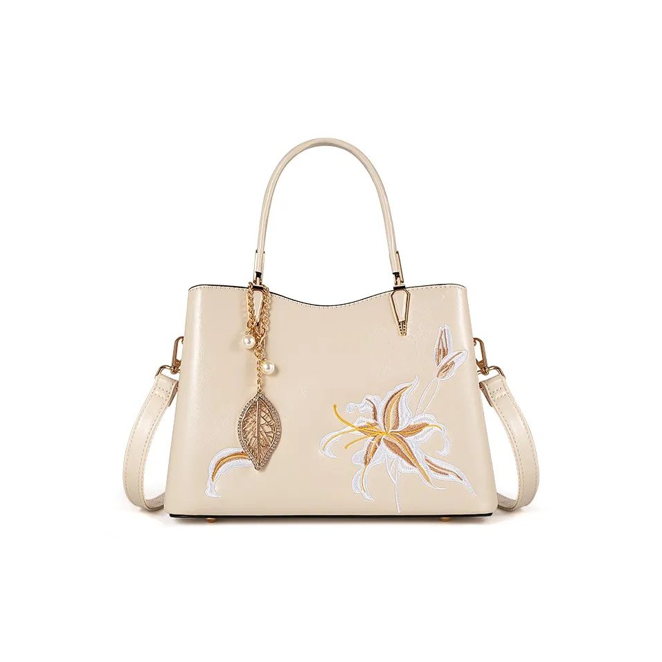 Vigno Synthetic Leather Handbag, One Shoulder, Crossbody Bag Regular Women's Ecru