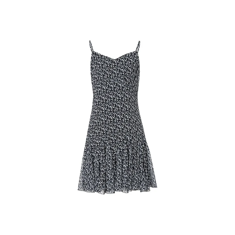 Hopeshow Slip Dresses Women's Black White Flower 601