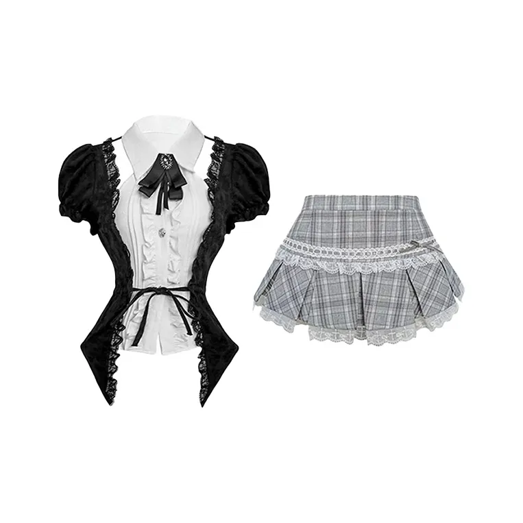 COVT Lolita Dresses Women's Top+Skirt With Bow Ties