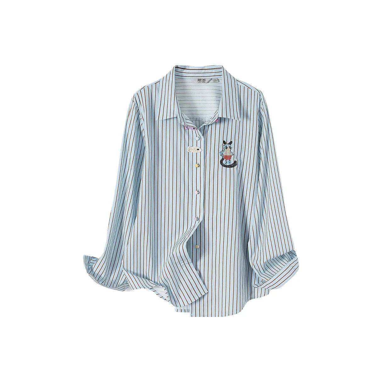 TOUCH Рубашка Женская Синяя Подкладочная ткань Коричневая Полосы