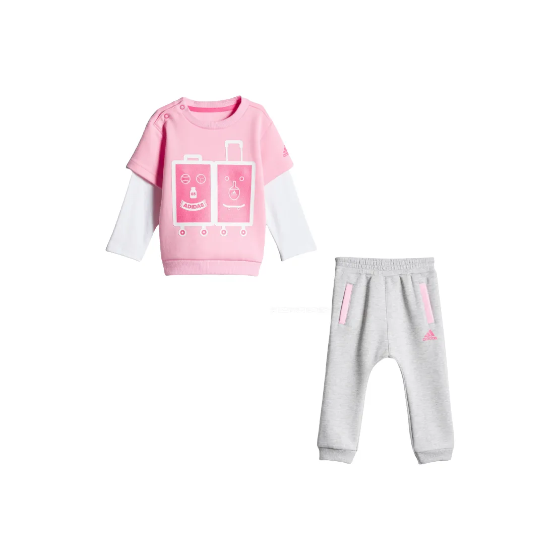 Adidas Повседневная спортивная одежда Светло-розовый Белый Средний вересковый серый Для малышей и детей дошкольного возраста
