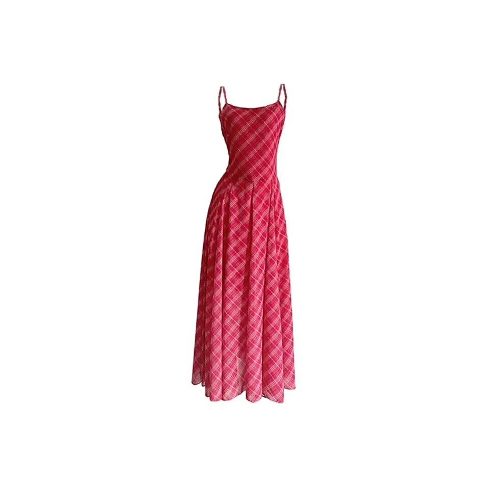 PAZZO Slip Dresses Women's Red Plaid